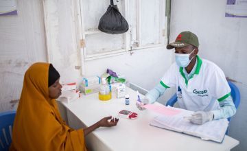 Jamilah* getting tested at the MCH (Maternal & Child Health Centre), close to the IDP site in Mogadishu. Photo: Mustafa Saeed/Concern Worldwide