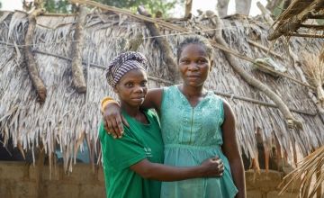 A lead mother in Central African Republic with one of her friends and neighbors