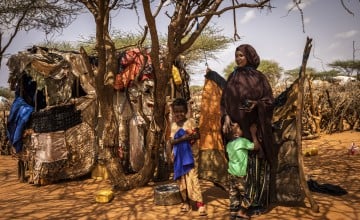 Somali woman with two of her children