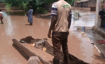 Humanitarian worker assessing the impact of Tropical Storm Ana in Malawi