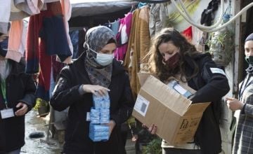 Concern staff distribute supplies among Syrian refugees in Lebanon