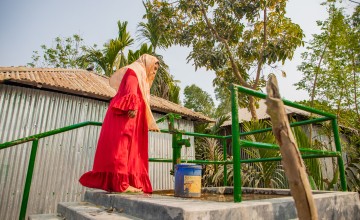 An initiative in Concern's Zurich programme is to build water pumps on platforms above the flood line. This means water is available even during the floods. In Rangpur, Concern’s Zurich programme helps tackle the annual problem of flooding in communities, a problem growing in danger with climate change. Photo: Gavin Douglas/ Concern Worldwide