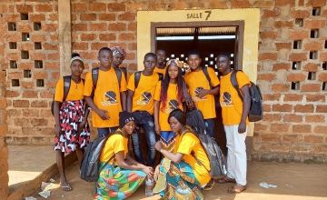 High school student actors of theater pieces promoting GBV awareness and prevention at the Lycée de Bossembélé, Central African Republic. Around 200 students, 30 Concern staff and 20 community leaders and local authorities attended the awareness-raising event, organized by Concern CAR's Gender Conflict and Disaster Risk Reduction Team, funded by Irish Aid