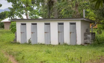 Girls' toilets of Benevolent Islamic PRI School in Yele Town, Sierra Leone