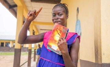 Aminata (15) attends Benevolent Islamic PRI School in Yele Town, Sierra Leone
