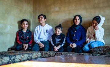 Hajar* (37) and her husband have six children. The family moved into an abandoned house after fleeing Syria. Concern rehabilitated their apartment with inner and outer doors, windows and a sink. Photo: Gavin Douglas/Concern Worldwide