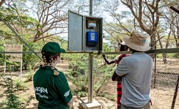 Concern’s Youth Climate Ambassador Dearbhla Richardson sees solarised borehole in use 