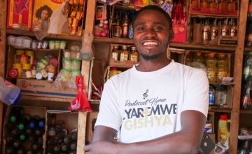 Jean de Dieu Nsanzumuhire runs a successful small grocery shop in his community, after partnering with Concern.