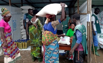 Programme participants receiving emergency aid last October in the DRC where Concern is scaling up its response while conflict continues 