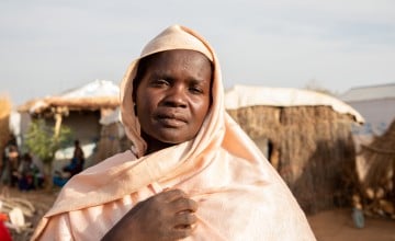 Zahra* (37) at her shelter in a refugee camp in Eastern Chad. Photo: Eugene Ikua/Concern Worldwide