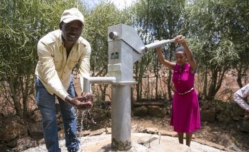 In an effort to combat the current drought affecting parts of Ethiopia, Concern Worldwide has been rehabilitating water sources in the Amhara region. Program Manager, Yigzaw Bekele, tests out a pump in Gedeb village.