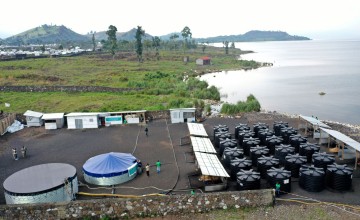 The water treatment facility at Lake Kivu in the DRC where Concern Worldwide pumps and cleans 1.5m litres of water each day day for 90,000 people 