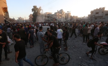 Crowd of people on Gaza Strip