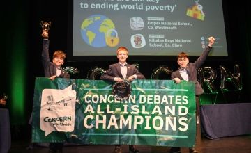 Concern Primary Debates champions for 2024 from Emper National School - Matthew Kiernan, Charlie Flanagan and Edward Kiernan - were one of over 250 school teams participating in the all-island contest this year.