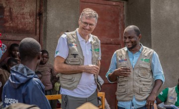 Concern CEO David Regan and the Concern team when they visited the Kisoko camp, Massisini the DR Congo to meet community members. 