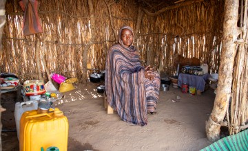 Dijda* at home in a refugee camp in eastern Chad. (Photo: Eugene Ikua/Concern Worldwide)