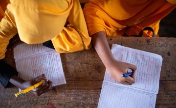 Students using school materials provided by Concern at Wiil Waal School in Mogadishu. (Photo: Mustafa Saeed/Concern Worldwide)