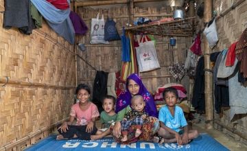 Kulsum at home with her children at Camp 13. (Photo: Saikat Mojumder/Concern Worldwide)