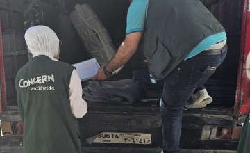 Concern distributing essential relief items, including mattresses, blankets, sleeping mats in Tripoli Lebanon.