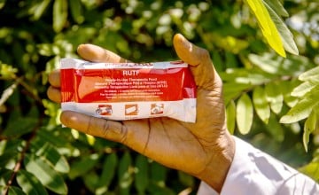 A packet of Plumpy'Nut, the original ready-to-use therapeutic food, or RUTF. (Photo: Hugh Kinsella Cunningham/Concern Worldwide)