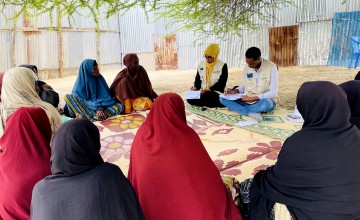 A focus group with female program participants in Gedo, Somalia. Participants discussed the problems with gender-based violence (GBV) that affect women and girls within the context of the current crisis. Photo: Concern Worldwide