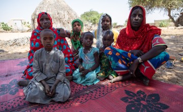 Salmata Mara Mohammed (50) and her family: Abdullahi, Aichta, Salmata, and Hawa (with her own children, Salmata and Marriam). (Photo: Eugene Ikua/Concern Worldwide)