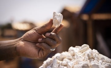 Dried cassava at Marie Senegale's  stand in Yaloké, CAR. Photo: Ed Ram/Concern Worldwide