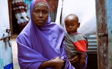 Mother-of-four Amburo whose one-year-old son was severely malnourished but received the treatment he needed from Concern health and nutrition programme in Mogadishu, Somalia, before she received cash-aid from the Somali Cash Consortium to help them rebuild their lives.