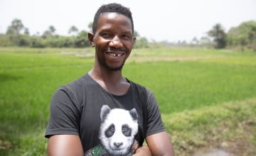 Mohamed Tholley, who farms in a reclaimed swamp at Yonkibor, Sierra Leone. Photo: Kieran McConville