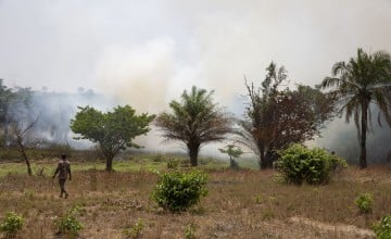Land clearance using fire is popular in Sierra Leone, but environmentally unfriendly. Photo: Kieran McConville/Concern Worldwide
