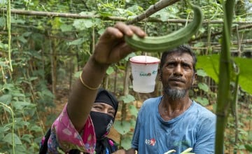 Sayed Mia and his wife Farija Khatun are receivers of Concern’s training support on nutrition, home gardening and seeds production for better nutritious life and livelihood in Holdiapalong, Ukhiya, Cox's Bazar. Photo: Saikat Mojumder/Concern Worldwide