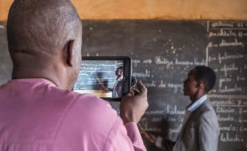Teachers filming their lessons for review and feedback. Photo: Concern Worldwide.