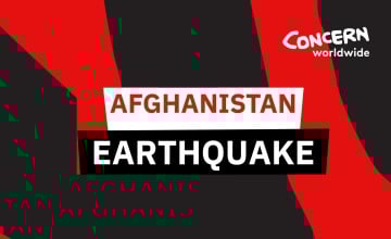 Black and red background with Afghanistan Earthquake written on top