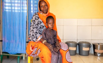 Lana with her son Abdul (5) at the Concern-Supported health centre in Baga Sola, Lac province, Western Chad. Photo: Eugene Ikua/Concern Worldwide 