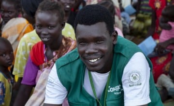 As a boy, Simon Piol received food assistance from Concern amid conflict in southern Sudan. 20 years on, he now works for Concern as a Nutrition Assistant, near his home village in what is now South Sudan. Photo: Abbie Trayler-Smith/Concern Worldwide