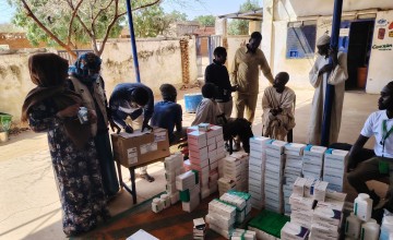 A Concern team deliver vital supplies of medicine to the Alryad health facility, El Geneina, Sudan. The delivery was funded via the Irish Aid-funded Chronic Humanitarian Crisis project. Photo: Abdalsalam Adam Abdallah/Concern Worldwide