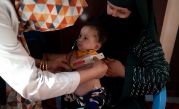 Yaser (1) receiving medication at the Concern Clinic.