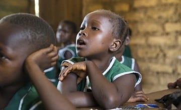 Students attending class in Masaka School, one of the schools participating in the Safe Learning Model, led Concern Worldwide and funded by Irish Aid. Photo: Kieran McConville/Concern Worldwide