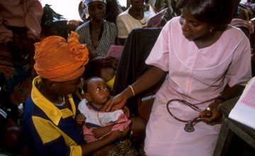 Francis Koroma works at a health centre built by Concern in Mabang, Sierra Leone. Photo: Pieternella Pieterse/Concern Worldwide