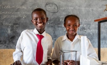 Bashun Qatu and Talabo Gonjoba during a science class