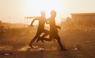 Children play football at a Concern-supported internal displacement camp in northern Iraq. Photo: George Henton/Concern Worldwide