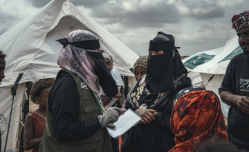 Concern staff helping newly displaced IDPs