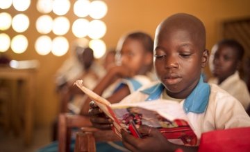 A pupil from Class 3, Baptist Primary School, Rowalla, Sierra Leone. Photo taken by Michael Duff/ Concern Worldwide.