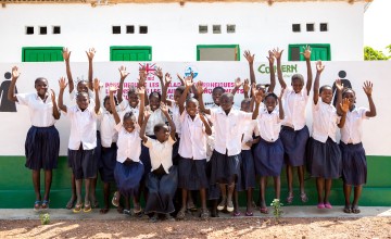 Girls at the latrines constructed by Concern Worldwide within the framework of the DRC WASH Consortium programme. Photo: Concern Worldwide.