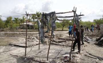 The remains of the François family home. The family lost all of their possessions after the wind and the rain caused their home to collapse. Photo: Kristin Myers / Concern Worldwide.