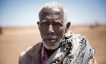 Muhumad Abdilahi from Somaliland brought his flock of 200 sheep and goats over 600km to Ilkaweyne, in an effort to save them. More than half have died in the past two months. Photo: Kieran McConville/Concern Worldwide.