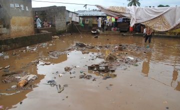 Flooded homes in Freetown, Sierra Leone following the mudslide and flooding that hit on 14 August. Photo: Kristin Myers/Concern Worldwide.
