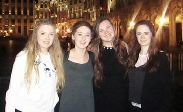 Claire, Jennifer and their teammates on Concern Debates runners up trip to Brussels in 2016. L-R Claire Williams; Kate Moore; Jenny Gillen; and Lauren Boland