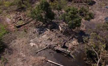 Houses destroyed by Cyclone Idai seen from above at Lamego in central Mozambique. Photo: Kieran McConville/Concern Worldwide.