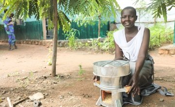 Abamoltho Gdra is part of the Concern Worldwide supplementary feeding programme in Gambella, Ethiopia. She received an Eco stove as a gift from Concern to help her cook nutritious meals for her family, Ethiopia, 2017. Photo: Jennifer Nolan / Concern Worldwide.